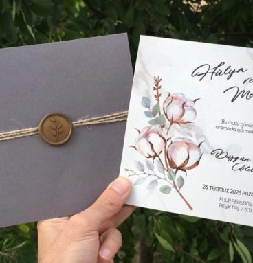 Mühürlü İpli Gri Davetiye 6159